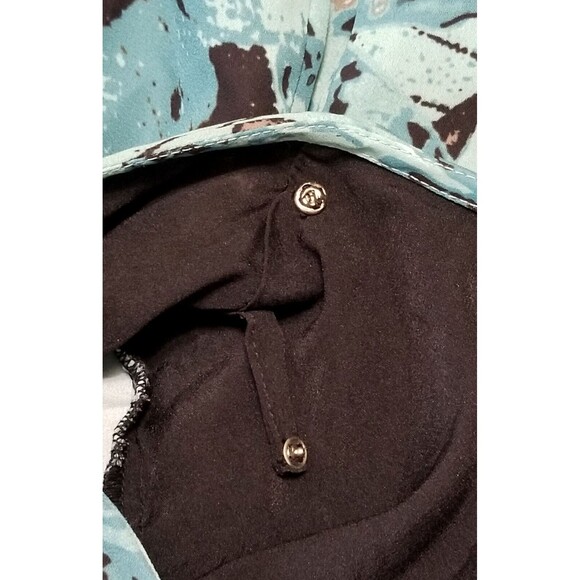 eShakti Women's Turquoise Print Sheath Midi Dress Sz Large 12 Long Sleeves - Picture 7 of 11